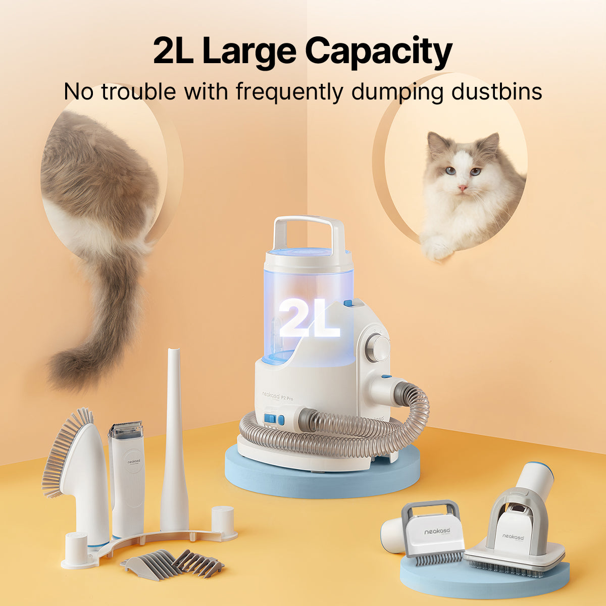 M1 Litter Box with Step + P2 Pet Grooming Kit Bundle