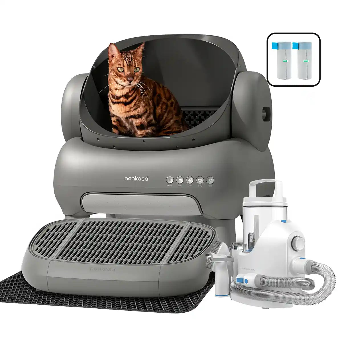 M1 Litter Box with Step + P2 Pet Grooming Kit Bundle