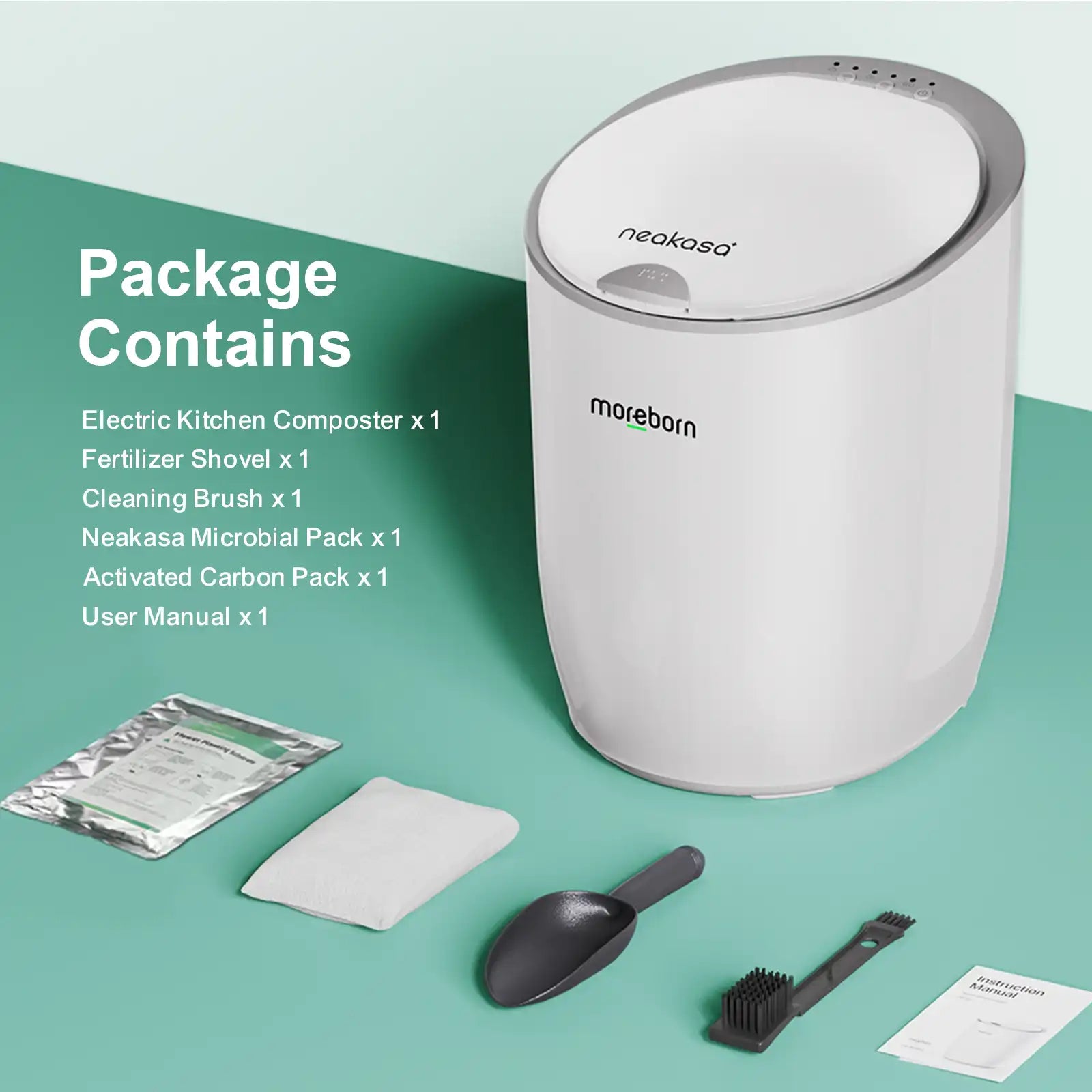 Moreborn by Neakasa electric kitchen composter package list, mbnk-us