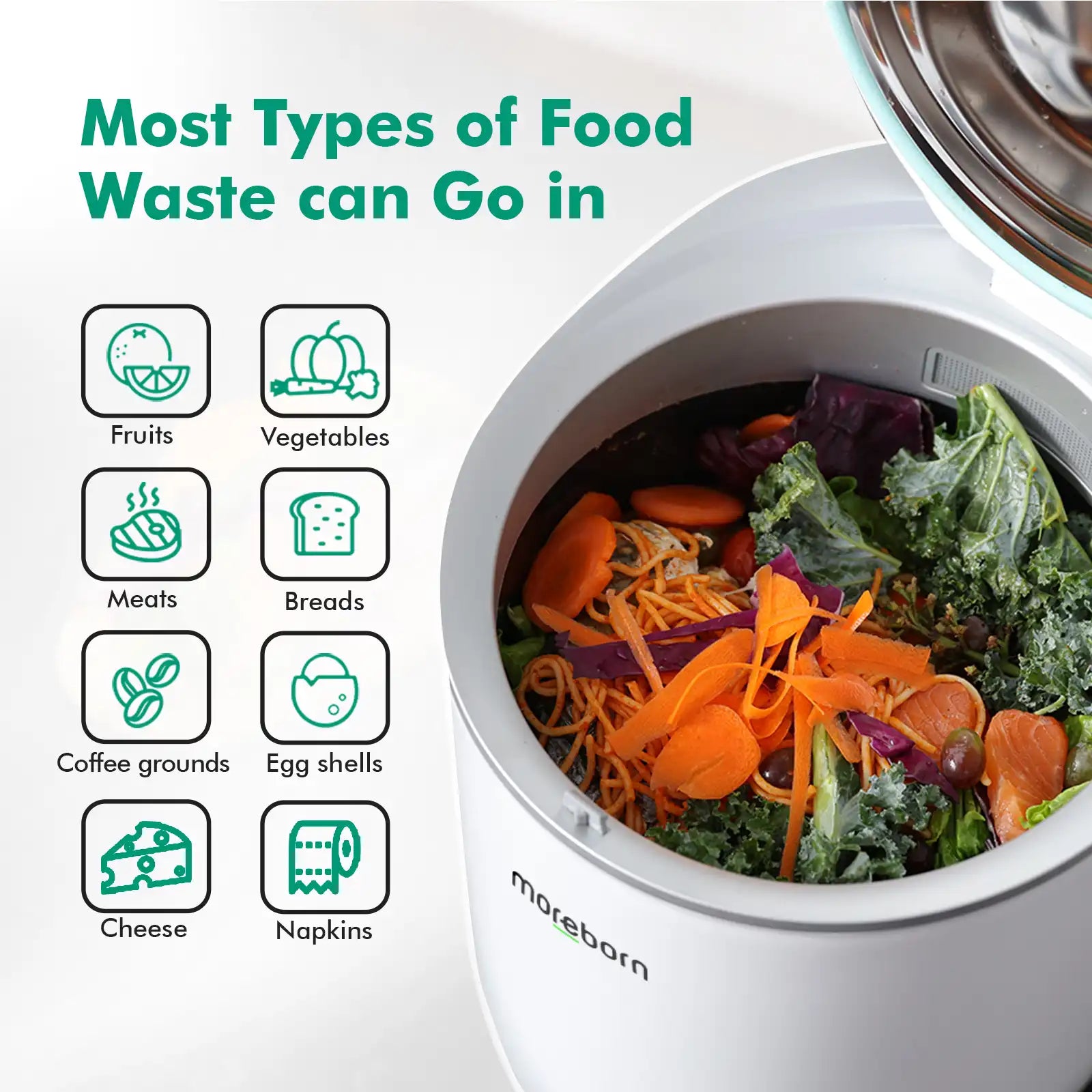Smart Compost Bin Indoor, Most types of food can compost, mbnk-us