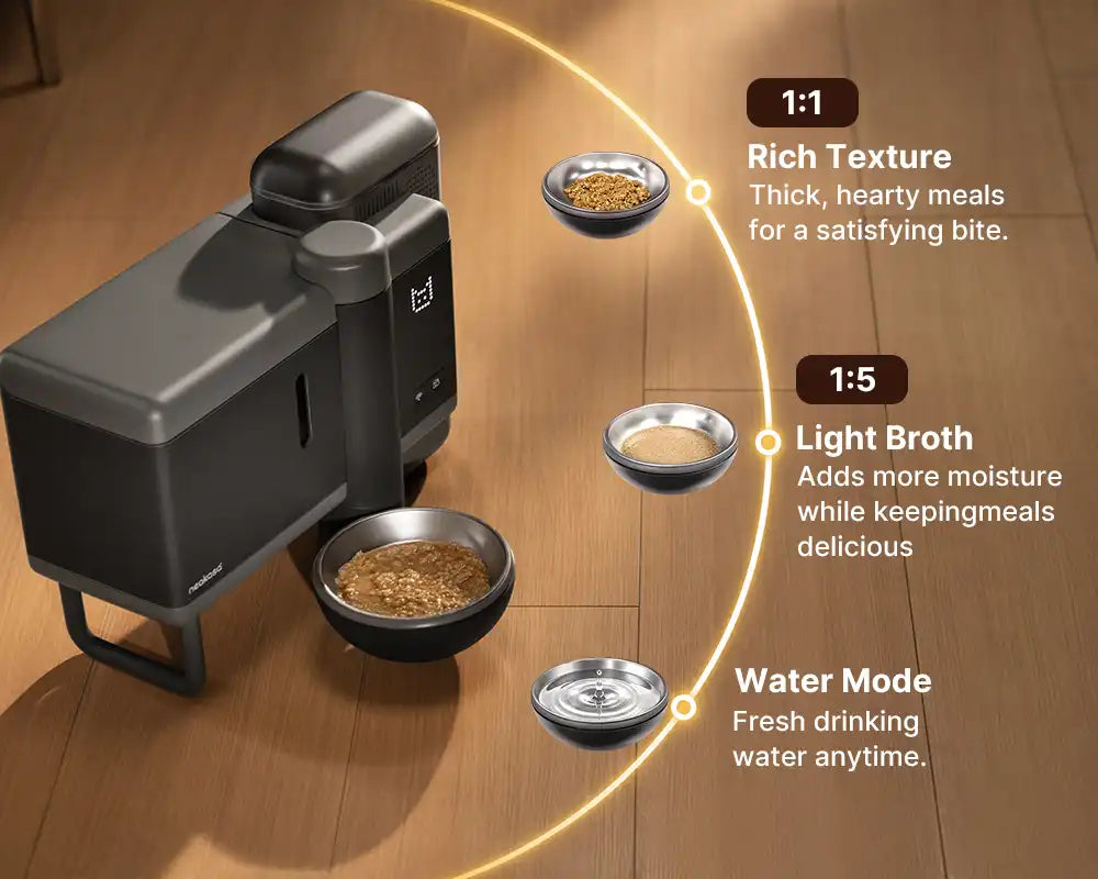 Riko with an adjustable 1:1 to 1:5 water-to-food ratio
