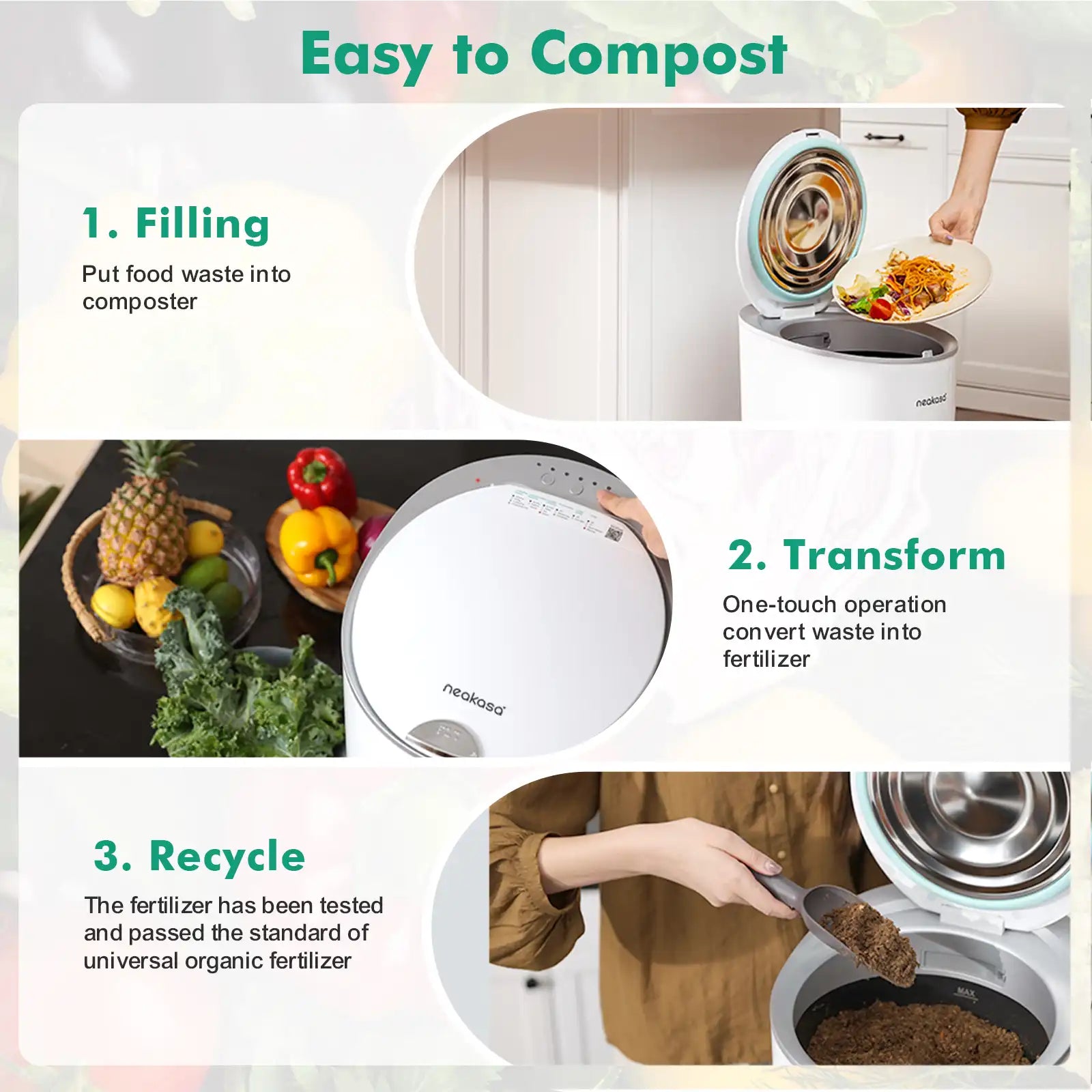 neakasa kitchen composter easy to compost, , mbnk-us