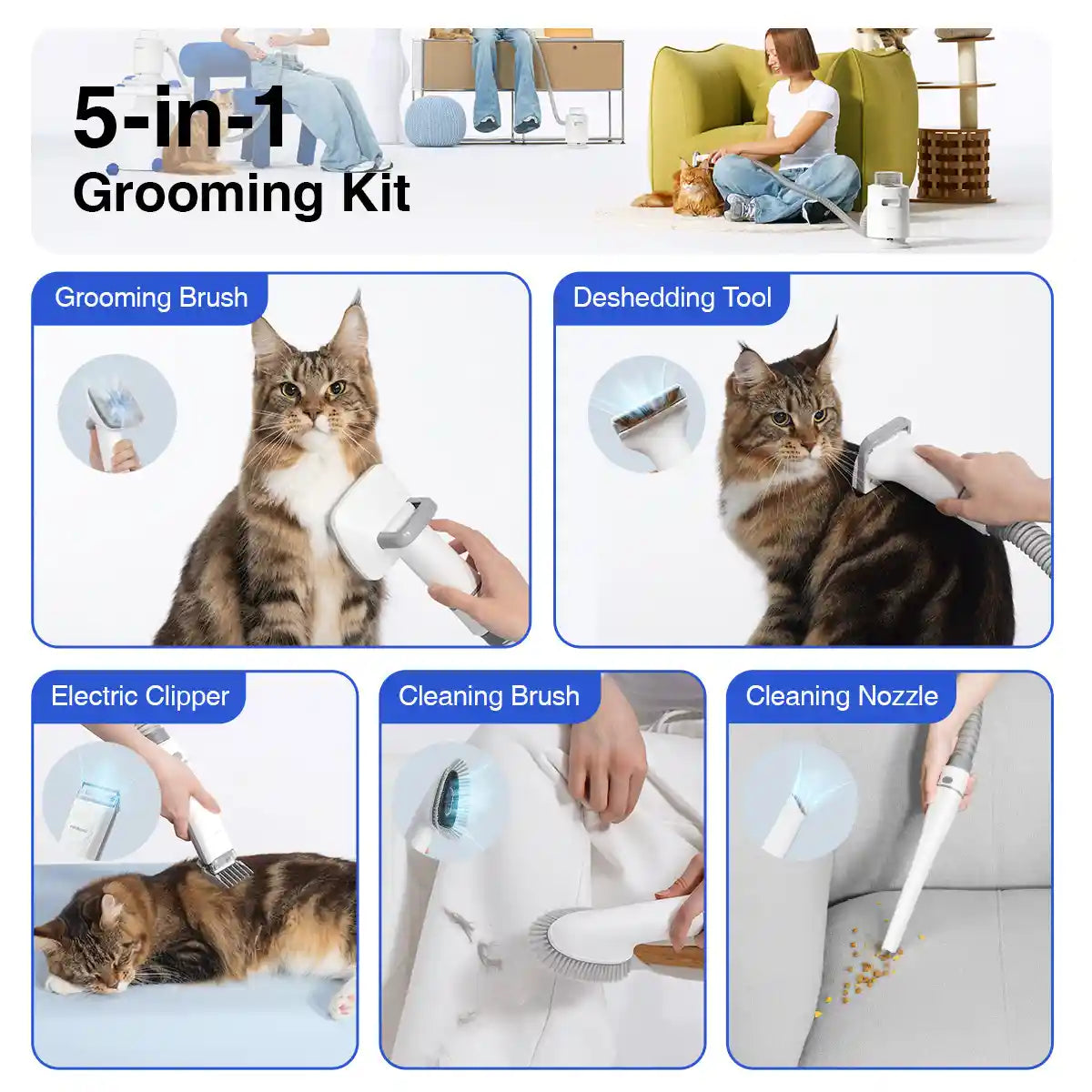 Neakasa P0 Cat Grooming Kit | Quiet Grooming Vacuum Kit
