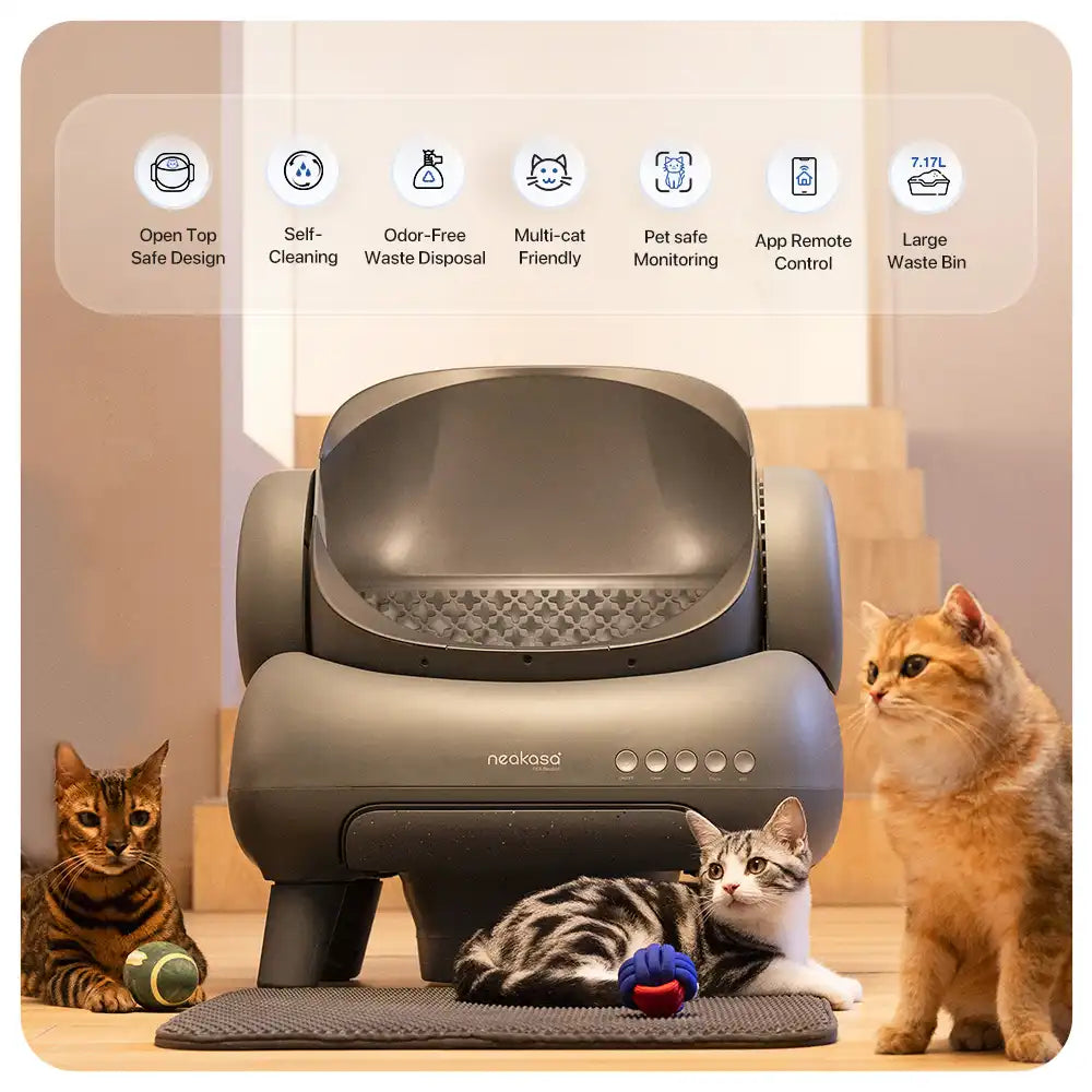the features of neakasa m1 self cleaning cat litter box, m1-us-grey, m1-eu-grey