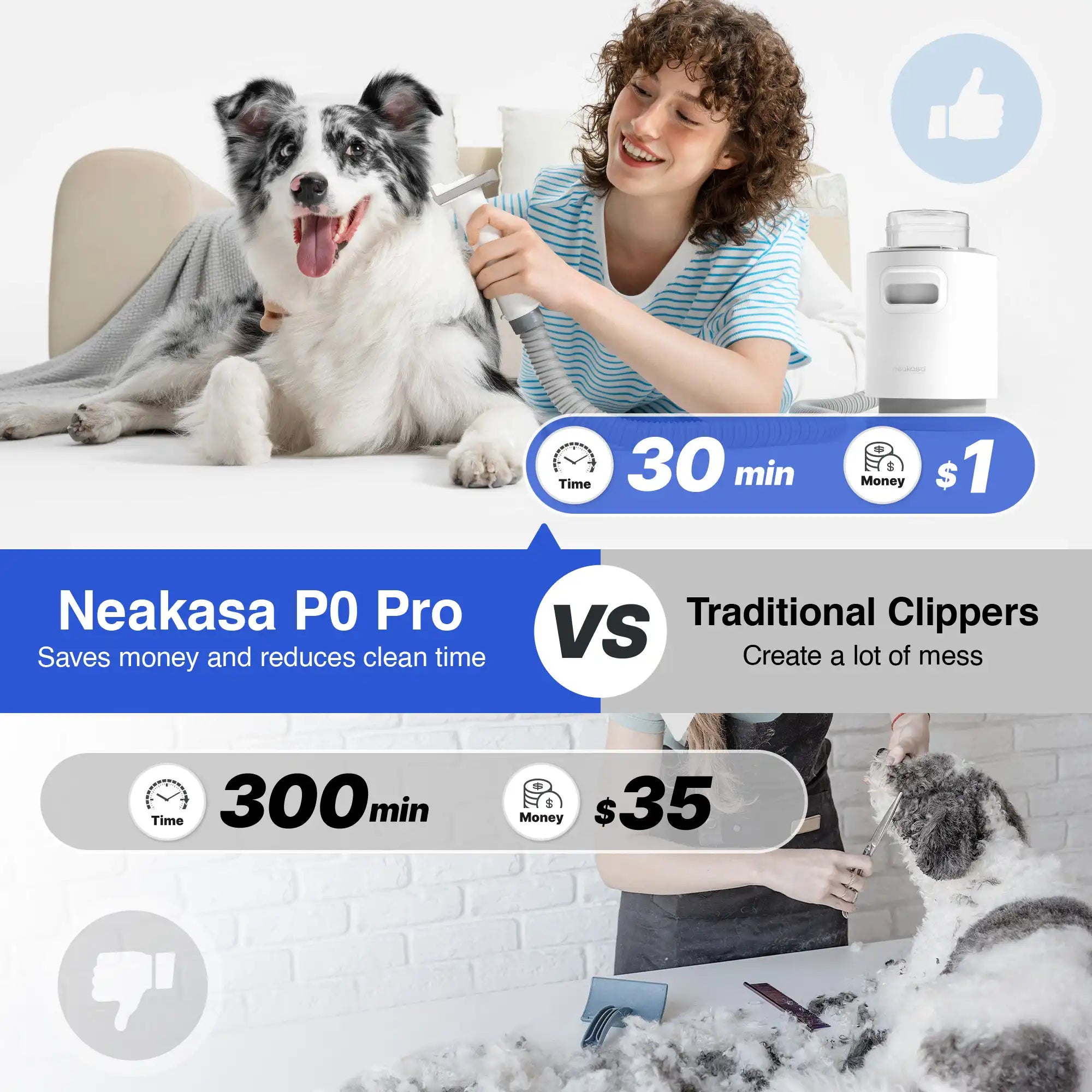 neakasa p0 electric grooming vacuum kits, p0-pro-us-v2, p0-lite-us-v2