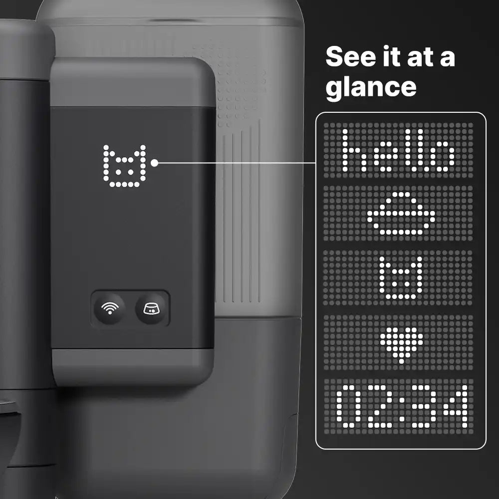 Riko LED display showing status icons and time