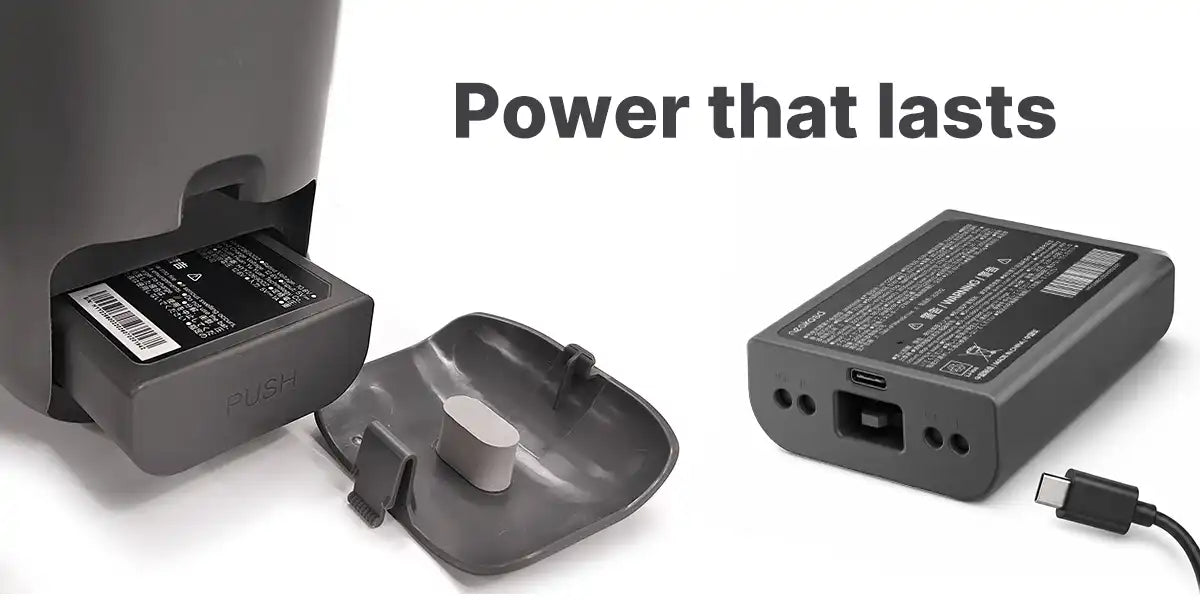 Riko uses removable rechargeable battery